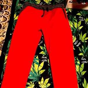 red jogger sweat pants
